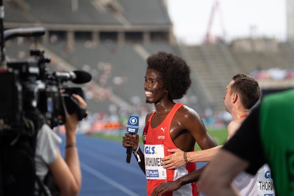 Mohamed Mohumed (LG Olympia Dortmund) waehrend der deutschen Leichtathletik-Meisterschaften im Olympiastadion am 25.06.2022 in Berlin